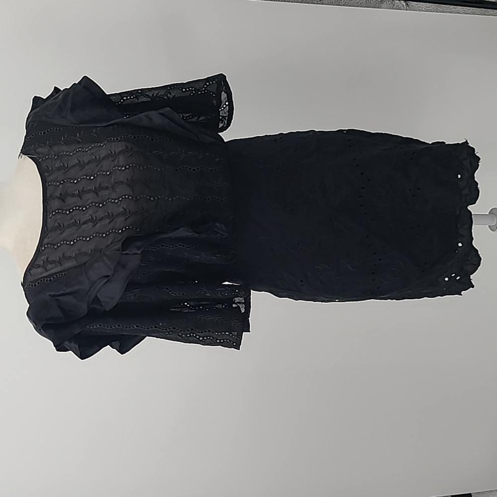 Free People black eyelet embroidery mini dress small